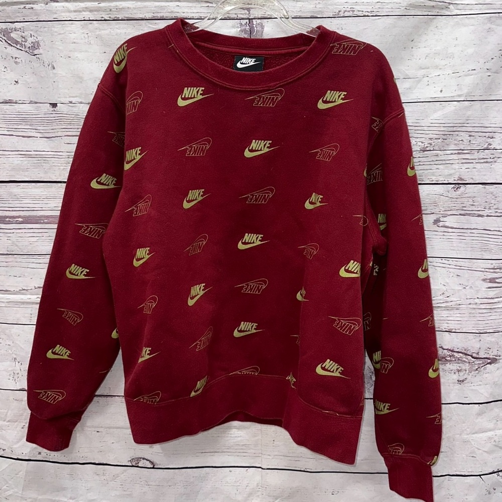 Nike Womens Logo Printed Crewneck Sweater Size Small